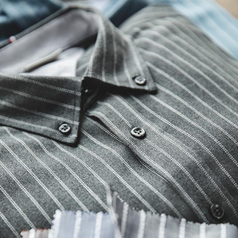MADEN Men's Brushed Pinstripe Button-Down Shirt