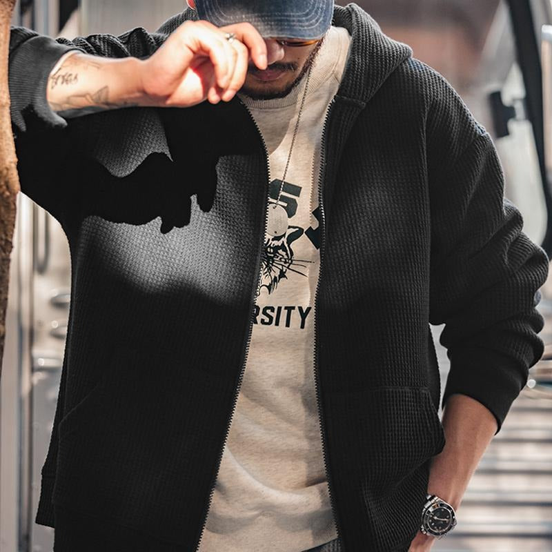 MADEN Schwerer Waffelstrick Kapuzenpullover Sweatshirt
