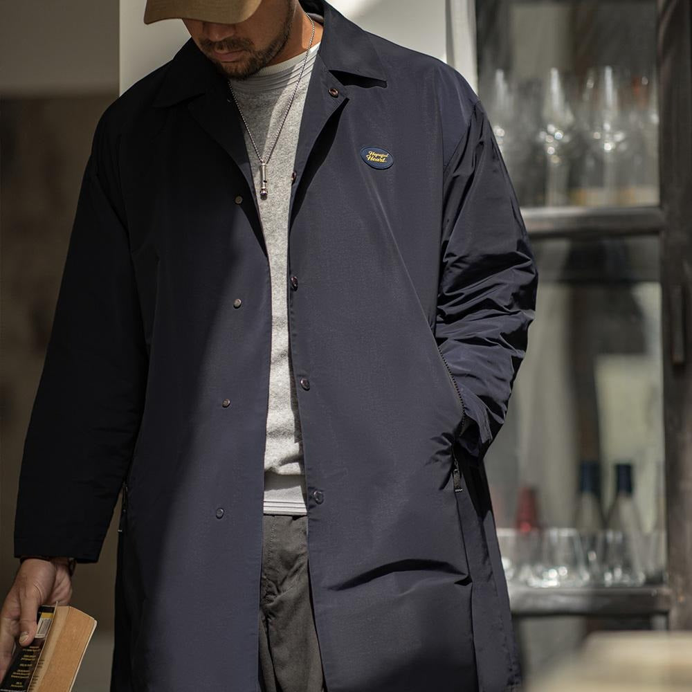 MADEN Herren Schwerer Baumwoll Balmacaan Trenchcoat