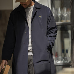 MADEN Herren Schwerer Baumwoll Balmacaan Trenchcoat