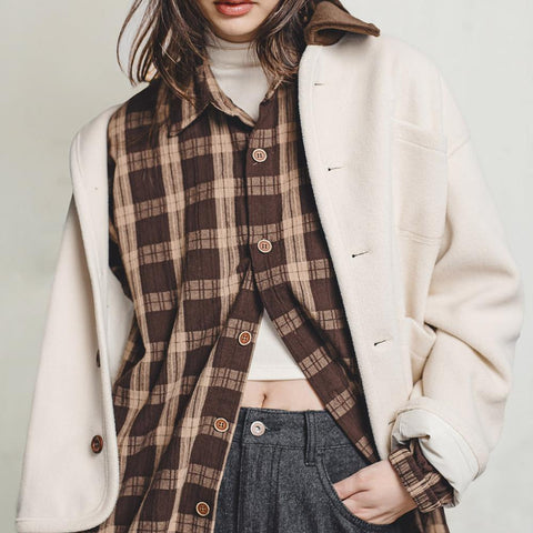 Maden Damen-Retro-Jacke – Gemütlicher Cordmantel mit Revers 