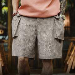 MADEN Seersucker Cargo Pocket Casual Shorts