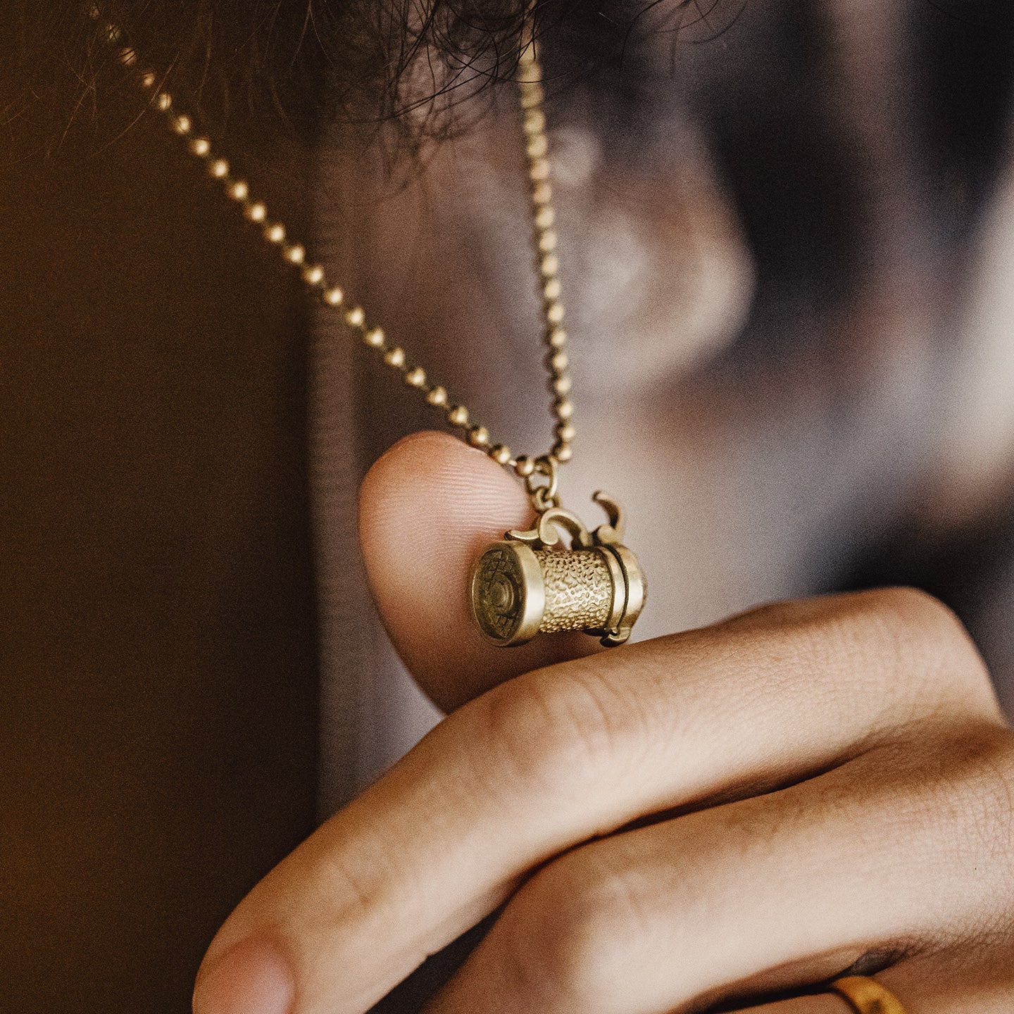 MADEN Brass Handle Kettle Pendant Necklace