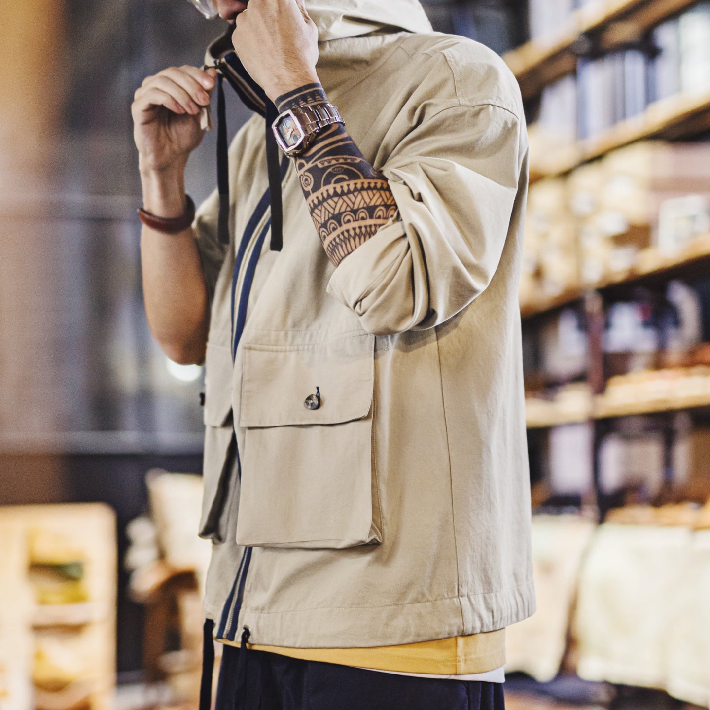 MADEN Canvas Mehrfach-Taschen Utility Kapuzenjacke