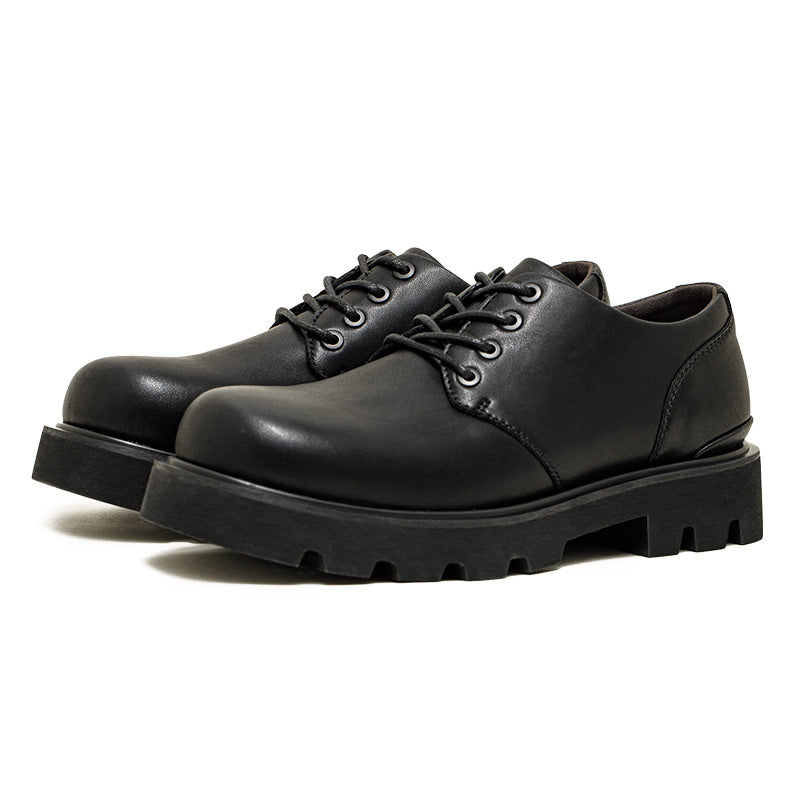 MADEN Schwarze Derby-Schuhe – Klobige Dicksohle