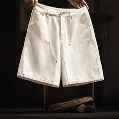 Maden Herren Vintage Locker sitzende weiße Denim Shorts