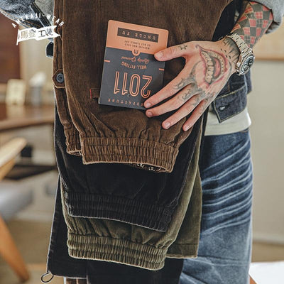 Maden Retro Corduroy Trousers Elastic Waist