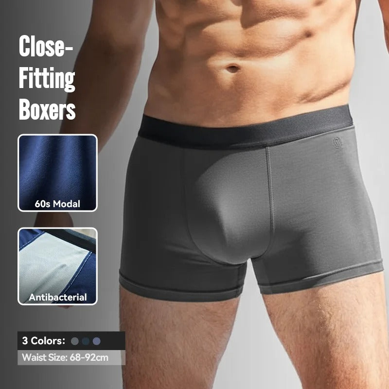 Boxers antibactériens MADEN en modal – Sous-vêtements respirants, fins et sans coutures en soie glacée.