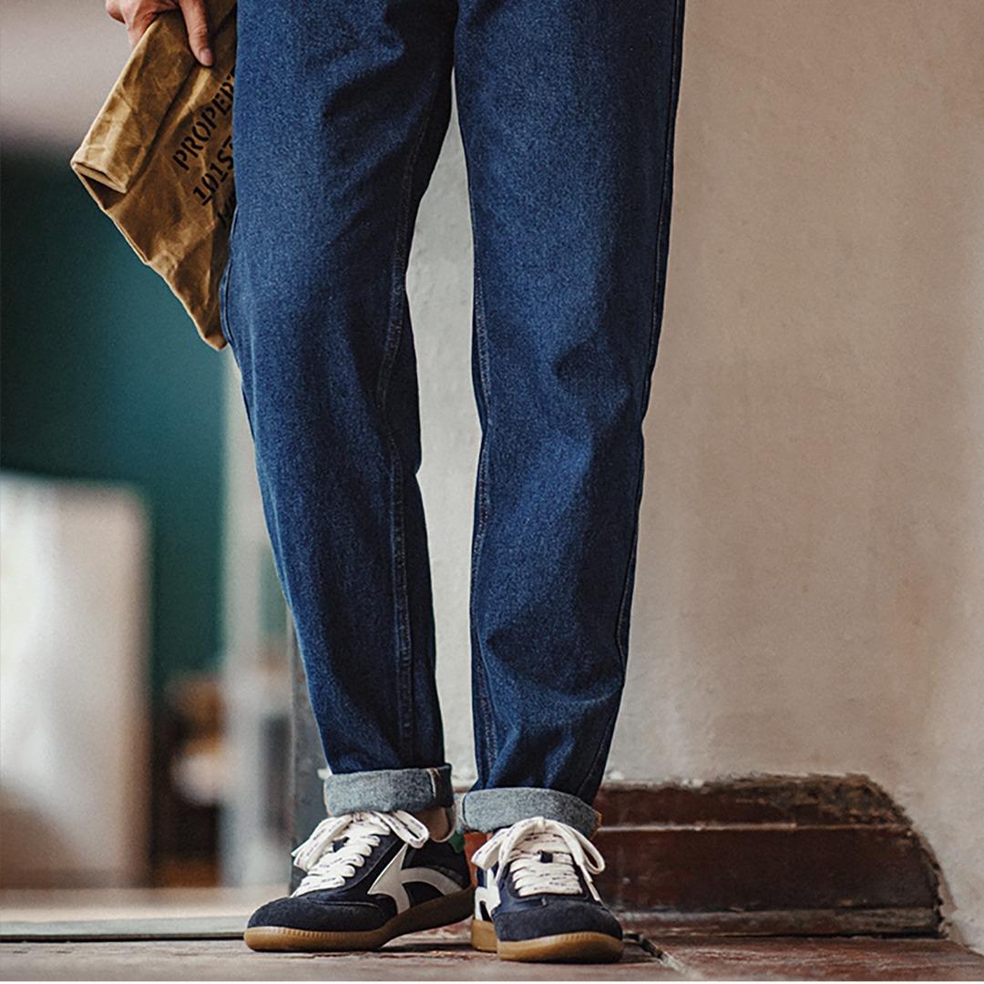 MADEN Retro-Freizeitschuhe für Herren, Patchwork-Obermaterial, deutscher Sneaker, Gummisohle, leichte und weiche Sportschuhe, Outdoor-Sneaker für Herren 