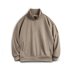 MADEN Herren Halb-Reißverschluss Stehkragen schwerer Fleece Pullover