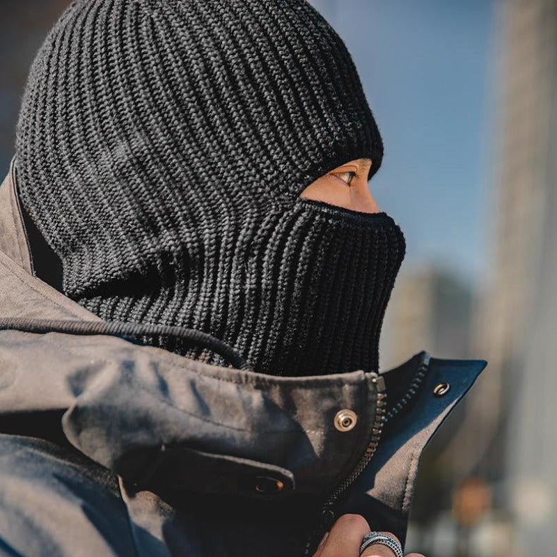 MADEN Schwerer Rippenstrick Balaclava Beanie Mütze