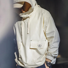 마덴 레트로 스모크 덱 후드티 남성용 야외 방풍 후드 느슨한 풀오버 재킷 대형 주머니 스트리트웨어