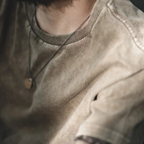 MADEN Vintage Batik Distressed Cotton T-Shirt