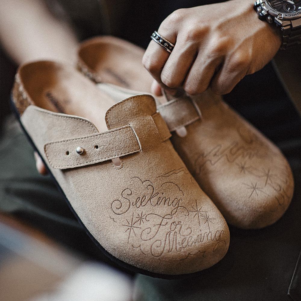 MADEN Illustration Mules Closed-Toe Cork Slides