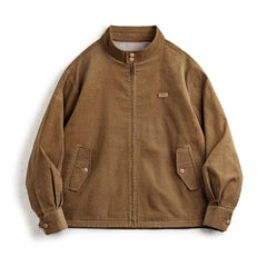 MADEN Herren Cord Harrington Jacke mit Stehkragen