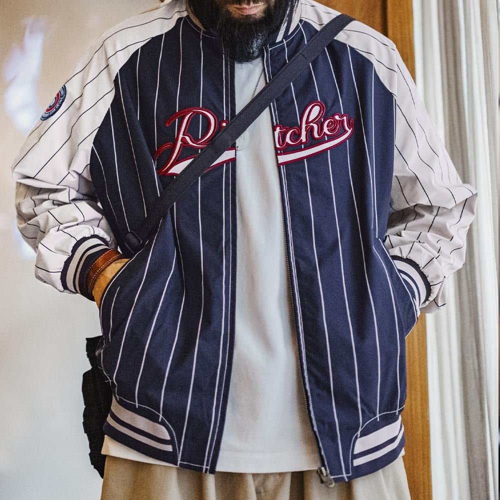 MADEN Bestickte Varsity Baseballjacke