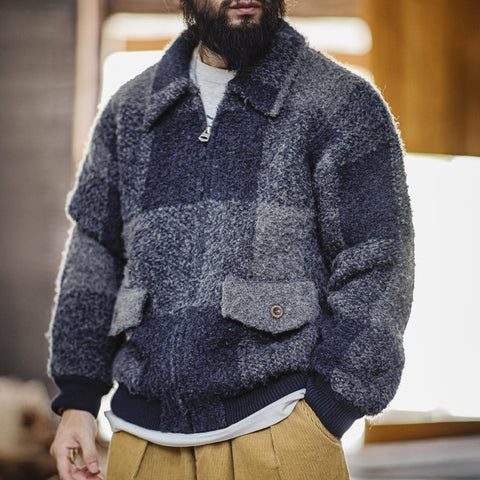 MADEN Buffalo Plaid Wool Blend Jacket