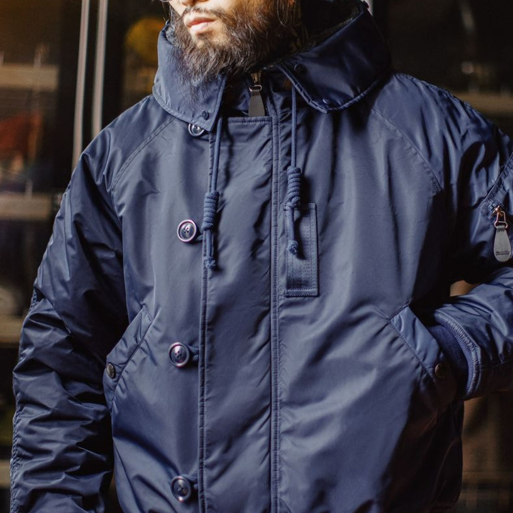 MADEN Herren Abnehmbarer Fellkragen Schwere Parka