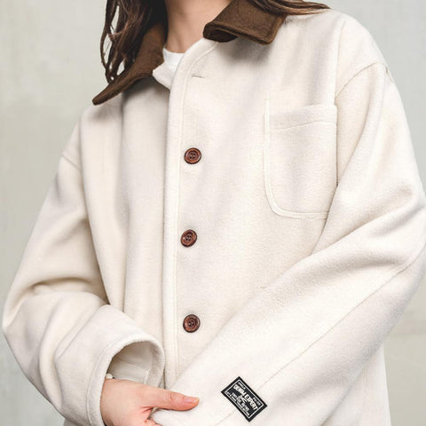 Maden Damen-Retro-Jacke – Gemütlicher Cordmantel mit Revers 