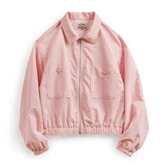 Chaqueta con cuello de béisbol para mujer - abrigo rosa casual Maden