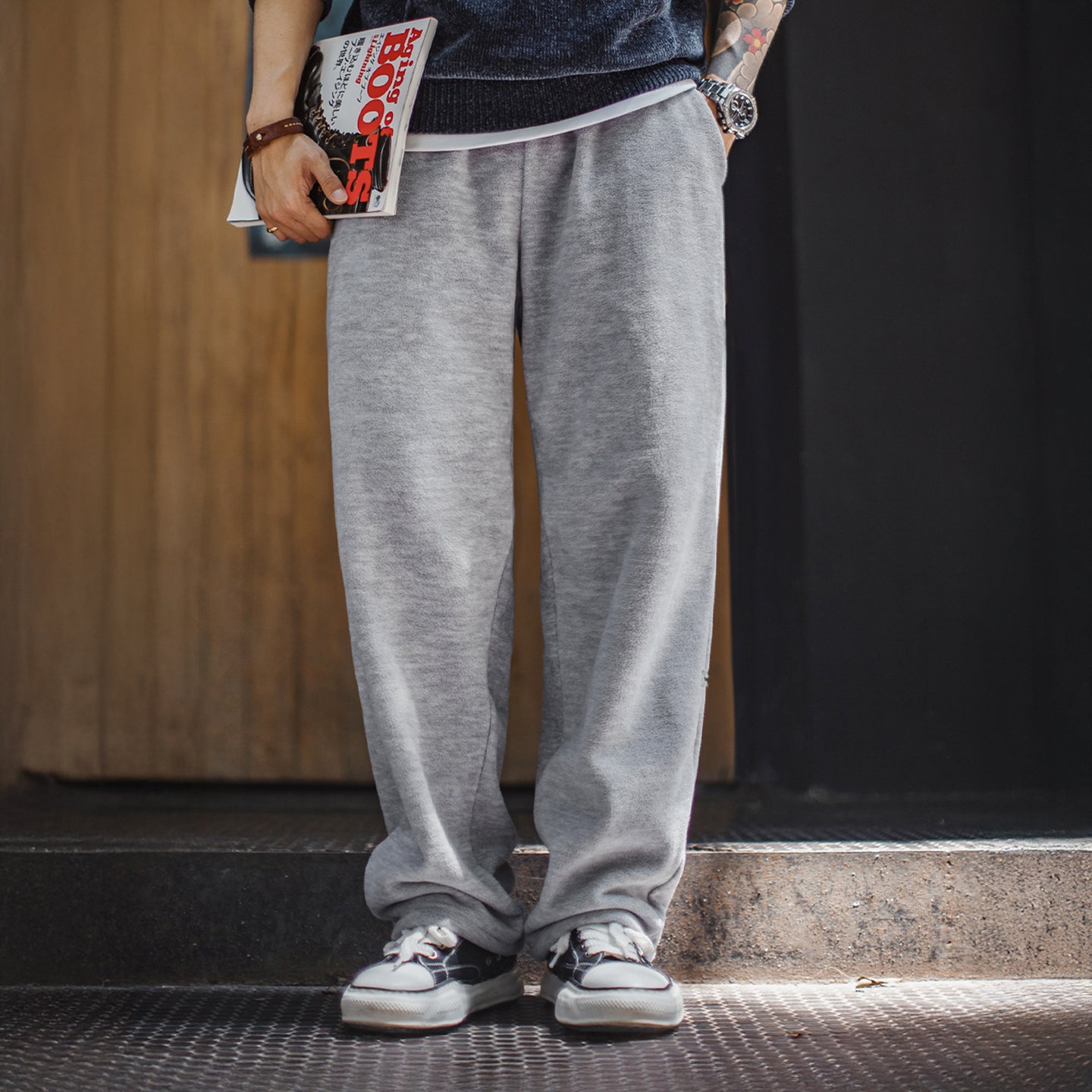 Pantalones de forro polar gris para hombre MADEN – Pantalones de invierno gruesos de pierna recta con cordón ajustable