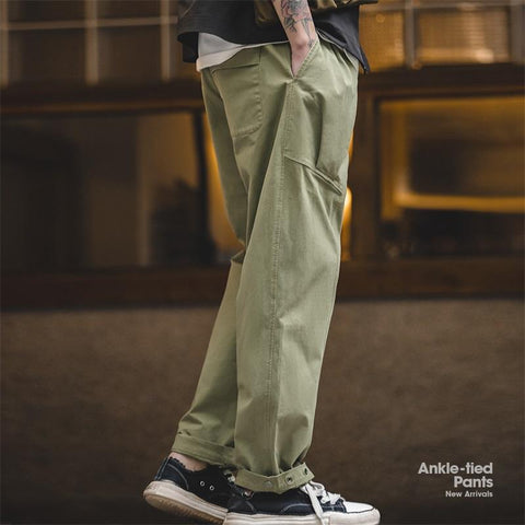 Pantalones sueltos informales estilo retro Maden, corte ajustado, pantalones rectos azul marino verde ejército