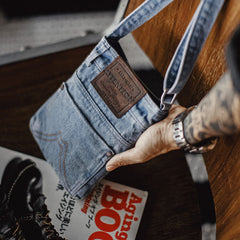 MADEN Gewaschene Denim Umhängetasche für Pendler