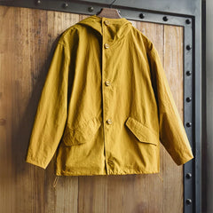 Chaqueta cortavientos con capucha para mujer MADEN Amarilla de corte holgado Abrigo casual para exteriores Ligera Impermeable de un solo pecho