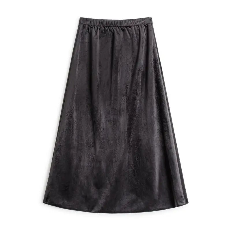 Falda vintage de terciopelo en línea A para mujer MADEN