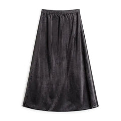 Falda vintage de terciopelo en línea A para mujer MADEN
