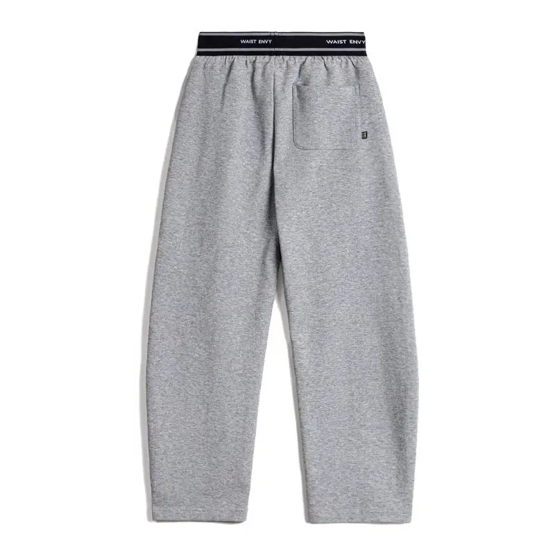 MADEN Damen-Jogginghose mit elastischem Bund, Baumwolle, Preppy-Stil, weites Bein, Kordelzug, lässige Herbsthose 