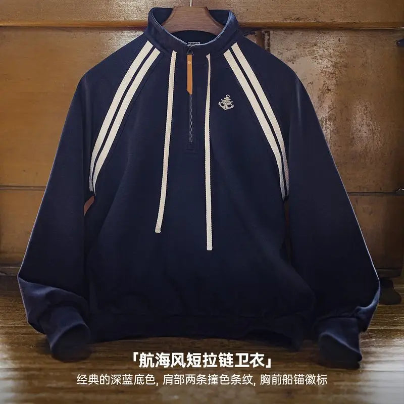 MADEN Half-zip Stand Collar Sweatshirt