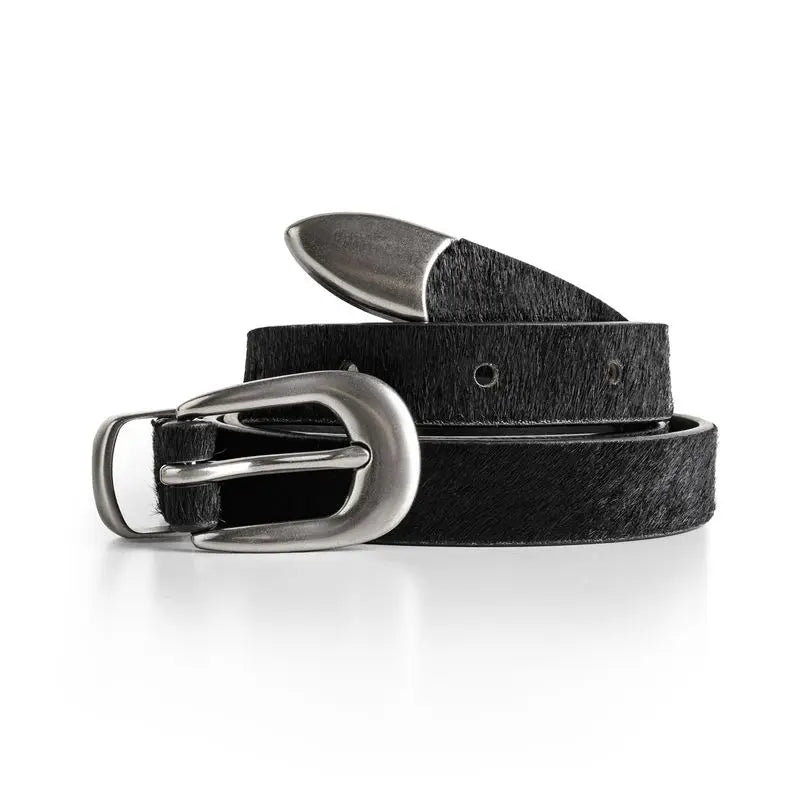 Cinturón de cuero vintage con estampado de leopardo MADEN