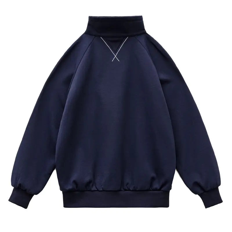 MADEN Sweatshirt mit halbem Reißverschluss und Stehkragen