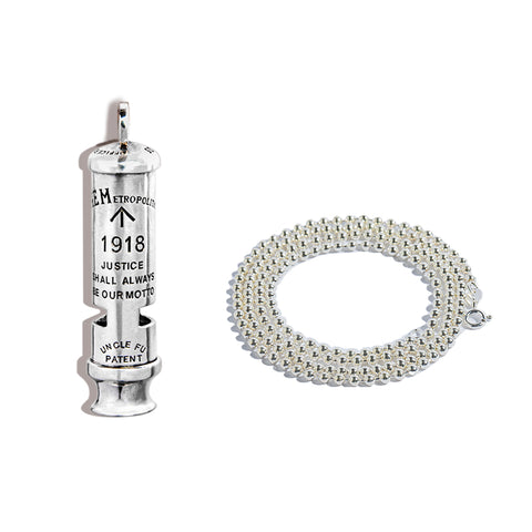 Dây chuyền mặt dây chuyền còi sét bạc 925 MADEN – Dây đeo áo len cho nam nữ (Tặng kèm dây da miễn phí)