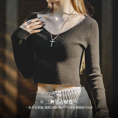 MADEN Damen Baumwoll V-Ausschnitt Strickpullover - 100% Baumwolle