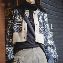 MADEN Fair Isle Strick Jacquard Cardigan