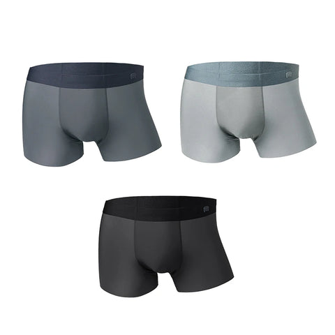 Maden Herren-Boxershorts aus atmungsaktiver Eisseide, 1/3/6/9 Stück, elastisch, weich, nahtlos, einfarbig, Übergrößen 