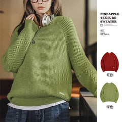 MADEN Women's Pineapple Knit Raglan Sweater