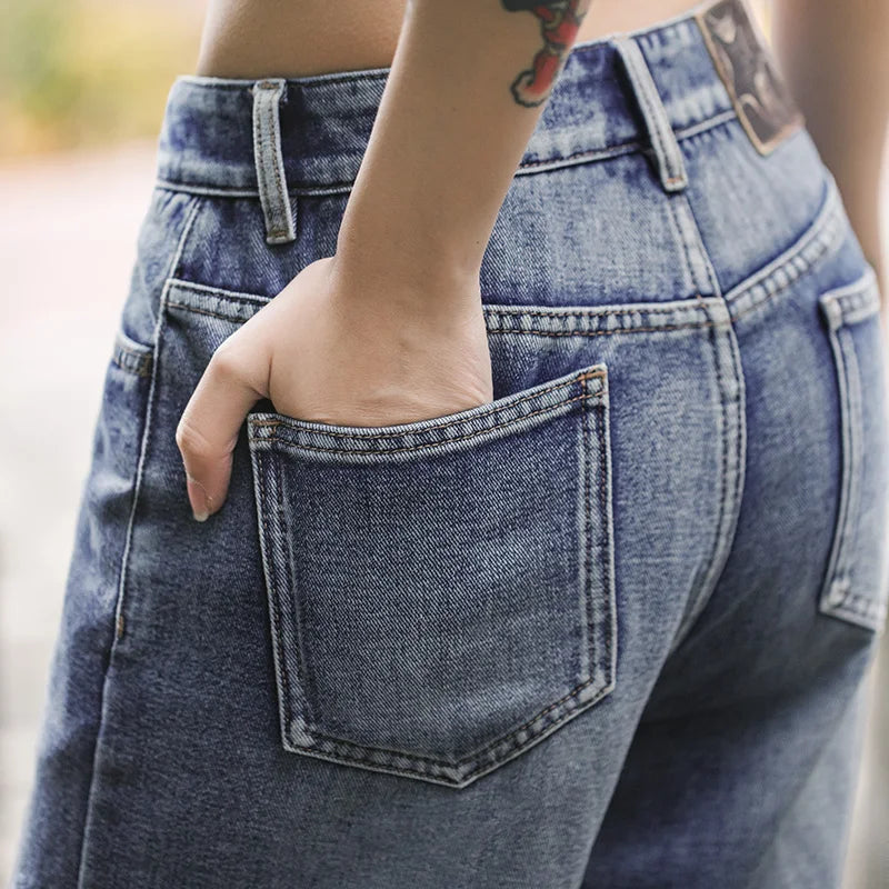 MADEN Women’s Washed Denim Jeans