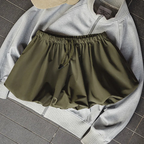 MADEN レディース バブルプリーツ Aラインスカート - ゴムウエスト