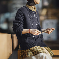 MADEN Strickpullover mit Zopfmuster und Herzmotiv
