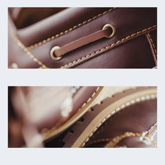 Mocassins Oxford en cuir pour femmes MADEN, marron vintage, bout rond, plats, à lacets, chaussures habillées décontractées printemps-automne 