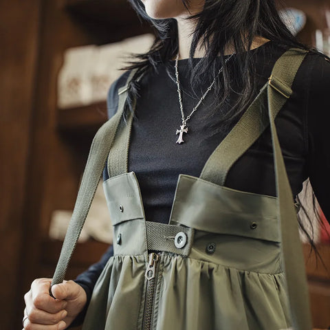 MADEN Women’s Vintage Workwear Pinafore Dress