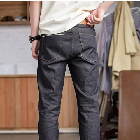 MADEN Pantalones Vaqueros de Mezclilla Cruda con Orillo de 11.6oz