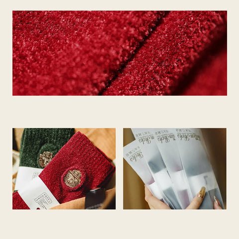 마덴 여성용 부드러운 중장목 양말 겨울용 두툼하고 따뜻한 포근한 뜨개질 양말 자수 곰 무늬 새해 선물