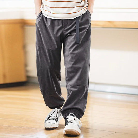 Pantalones casuales de pana para hombre MADEN con cordón, cintura elástica suelta, pierna ancha, ajuste relajado, pantalones deportivos tipo jogger para exteriores estilo urbano