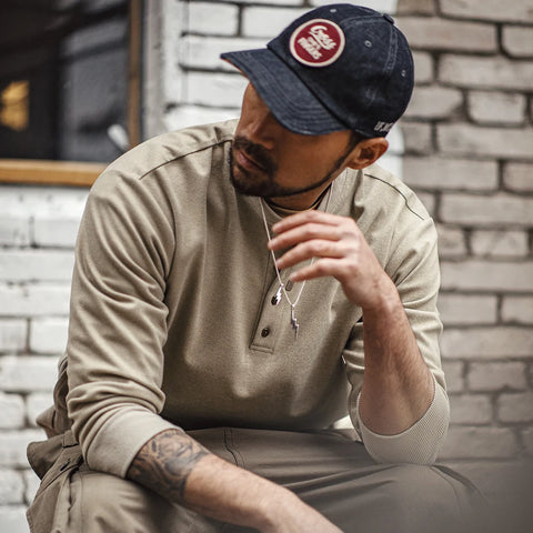 MADEN Half-Button Pullover Henley Sweatshirt