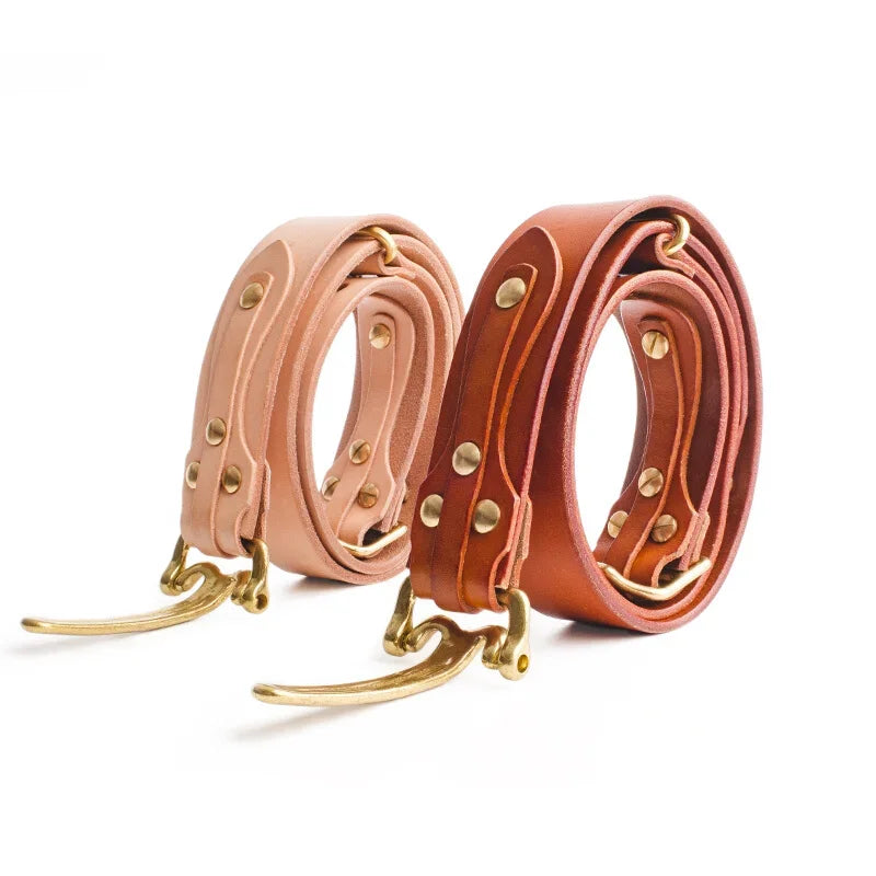 MADEN Full-Grain Leather Belt Brass Buckle