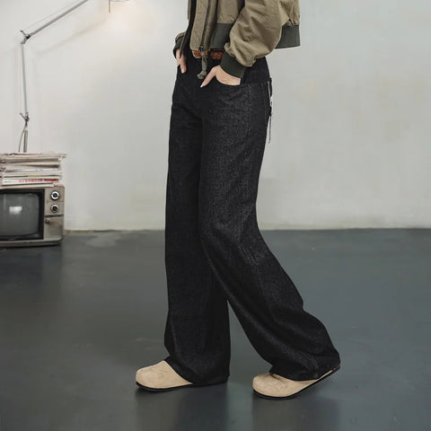 MADEN Damen Retro-Jeans Schwarz – Gerader, lockerer Schnitt